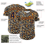 Custom Blue Navy-Bay Orange Leopard Print Authentic Baseball Jersey