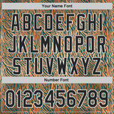 Custom Brown Black Green-White Zebra Stripe Print Authentic Baseball Jersey
