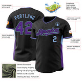 Custom Black Purple-Light Blue Classic Color Block Side Panel Stripe Authentic Baseball Jersey