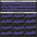 Custom Black Purple-Light Blue Classic Color Block Side Panel Stripe Authentic Baseball Jersey