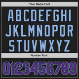 Custom Black Purple-Light Blue Classic Color Block Side Panel Stripe Authentic Baseball Jersey