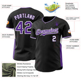Custom Black Purple-White Classic Color Block Side Panel Stripe Authentic Baseball Jersey