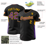 Custom Black Purple-Gold Classic Color Block Side Panel Stripe Authentic Baseball Jersey