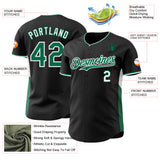 Custom Black Kelly Green-White Classic Color Block Side Panel Stripe Authentic Baseball Jersey