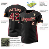 Custom Black Crimson-Cream Classic Color Block Side Panel Stripe Authentic Baseball Jersey