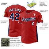 Custom Red Navy-White Classic Color Block Side Panel Stripe Authentic Baseball Jersey