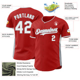 Custom Red White-Gray Classic Color Block Side Panel Stripe Authentic Baseball Jersey