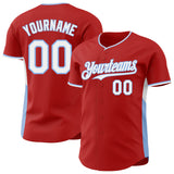 Custom Red White-Light Blue Classic Color Block Side Panel Stripe Authentic Baseball Jersey