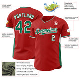 Custom Red Kelly Green-White Classic Color Block Side Panel Stripe Authentic Baseball Jersey