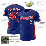 Custom Royal Red-White Classic Color Block Side Panel Stripe Authentic Baseball Jersey
