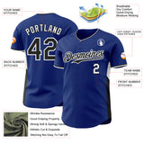 Custom Royal Black-White Classic Color Block Side Panel Stripe Authentic Baseball Jersey