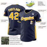 Custom Navy Gold-White Classic Color Block Side Panel Stripe Authentic Baseball Jersey
