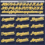 Custom Navy Gold-White Classic Color Block Side Panel Stripe Authentic Baseball Jersey