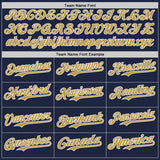 Custom Navy Old Gold-White Classic Color Block Side Panel Stripe Authentic Baseball Jersey