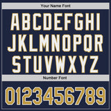 Custom Navy Old Gold-White Classic Color Block Side Panel Stripe Authentic Baseball Jersey