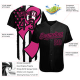 Custom Black Hot Pink-White 3D Pink Ribbon Breast Cancer Awareness Month Women Health Care Support Authentic Baseball Jersey