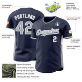 Custom Navy Gray-White Classic Color Block Side Panel Stripe Authentic Baseball Jersey