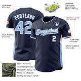 Custom Navy Light Blue-White Classic Color Block Side Panel Stripe Authentic Baseball Jersey