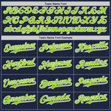 Custom Navy Neon Green-White Classic Color Block Side Panel Stripe Authentic Baseball Jersey