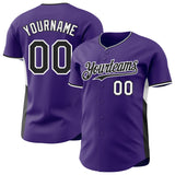 Custom Purple Black-White Classic Color Block Side Panel Stripe Authentic Baseball Jersey