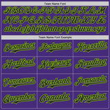 Custom Purple Black-Neon Green Classic Color Block Side Panel Stripe Authentic Baseball Jersey