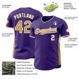Custom Purple Old Gold-White Classic Color Block Side Panel Stripe Authentic Baseball Jersey
