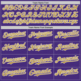 Custom Purple Old Gold-White Classic Color Block Side Panel Stripe Authentic Baseball Jersey