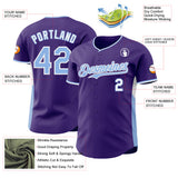 Custom Purple Light Blue-White Classic Color Block Side Panel Stripe Authentic Baseball Jersey