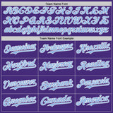 Custom Purple Light Blue-White Classic Color Block Side Panel Stripe Authentic Baseball Jersey