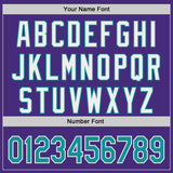 Custom Purple Teal-White Classic Color Block Side Panel Stripe Authentic Baseball Jersey