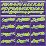 Custom Purple Neon Green-White Classic Color Block Side Panel Stripe Authentic Baseball Jersey