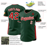 Custom Green Red-White Classic Color Block Side Panel Stripe Authentic Baseball Jersey