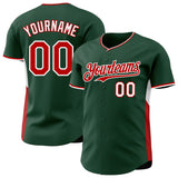 Custom Green Red-White Classic Color Block Side Panel Stripe Authentic Baseball Jersey