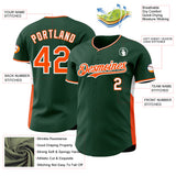 Custom Green Orange-White Classic Color Block Side Panel Stripe Authentic Baseball Jersey