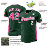 Custom Green Pink-White Classic Color Block Side Panel Stripe Authentic Baseball Jersey