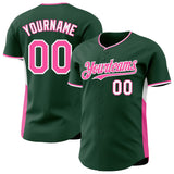 Custom Green Pink-White Classic Color Block Side Panel Stripe Authentic Baseball Jersey