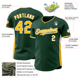 Custom Green Gold-White Classic Color Block Side Panel Stripe Authentic Baseball Jersey