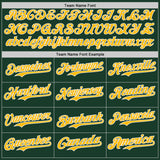 Custom Green Gold-White Classic Color Block Side Panel Stripe Authentic Baseball Jersey