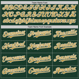 Custom Green Old Gold-White Classic Color Block Side Panel Stripe Authentic Baseball Jersey