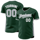Custom Green Gray-White Classic Color Block Side Panel Stripe Authentic Baseball Jersey
