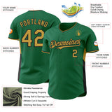 Custom Kelly Green Old Gold-Black Classic Color Block Side Panel Stripe Authentic Baseball Jersey
