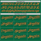 Custom Kelly Green Old Gold-Black Classic Color Block Side Panel Stripe Authentic Baseball Jersey