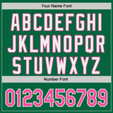 Custom Kelly Green Pink-White Classic Color Block Side Panel Stripe Authentic Baseball Jersey