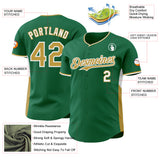 Custom Kelly Green Old Gold-White Classic Color Block Side Panel Stripe Authentic Baseball Jersey