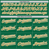 Custom Kelly Green Old Gold-White Classic Color Block Side Panel Stripe Authentic Baseball Jersey