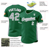 Custom Kelly Green Gray-White Classic Color Block Side Panel Stripe Authentic Baseball Jersey