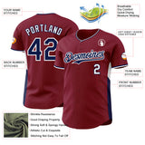 Custom Crimson Navy-White Classic Color Block Side Panel Stripe Authentic Baseball Jersey