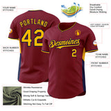 Custom Crimson Gold-Navy Classic Color Block Side Panel Stripe Authentic Baseball Jersey