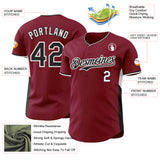 Custom Crimson Black-White Classic Color Block Side Panel Stripe Authentic Baseball Jersey