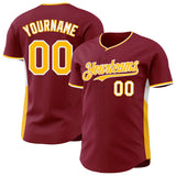 Custom Crimson Gold-White Classic Color Block Side Panel Stripe Authentic Baseball Jersey